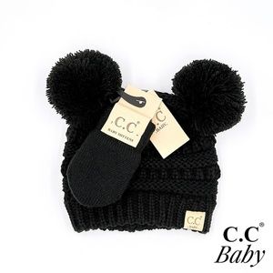 C.C Baby Black  Double Pom With Mittens